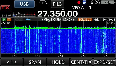 Display eines Funkempfängers mit Spektrum-Anzeige