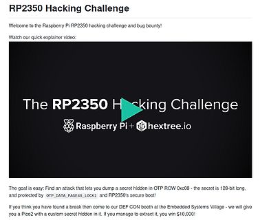 RP2350 Hacking Challenge Webseite