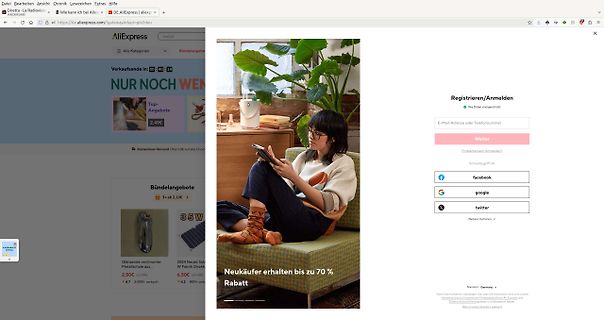 AliExpress Anmeldeseite