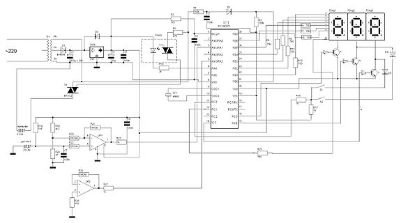 Schaltplan mit Mikrocontroller und 7-Segment-Anzeige