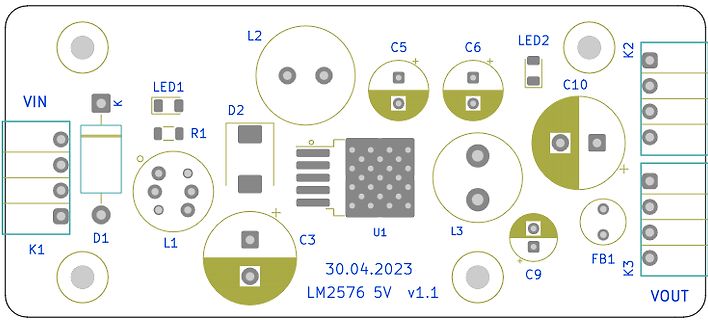 PCB-Layout einer LM2576 5V Spannungsregler Schaltung
