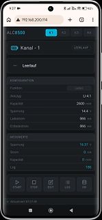 Smartphone Screenshot einer App zur Batteriemessung