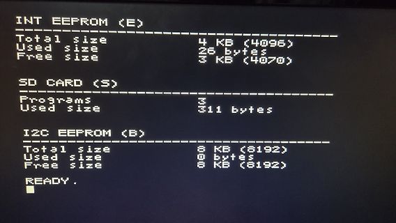 Displayanzeige der Speicherbelegung von EEPROM und SD-Karte