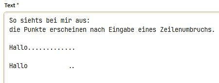 Textfeld mit Fehlermeldung zu Zeilenumbrüchen