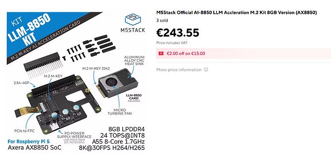 Produktseite M5Stack AI-8850 LLM Acceleration Kit
