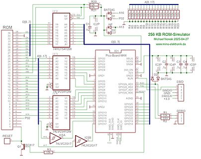 Schaltplan Pico-BOARD-MAX mit ROM und Logikbausteinen
