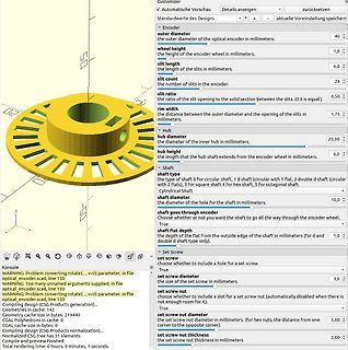 Software-Konfigurationsmenü für ein Encoder-Rad