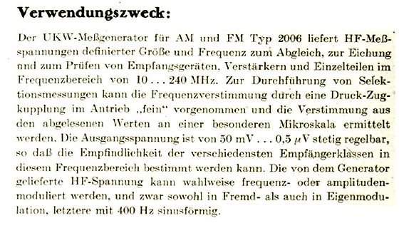 Deutscher Text über einen UKW-Messgenerator