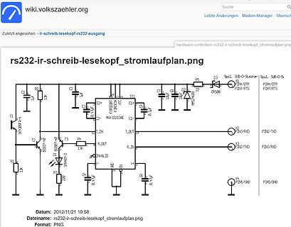 Schaltplan eines RS232-IR-Schreib-Lesekopfs