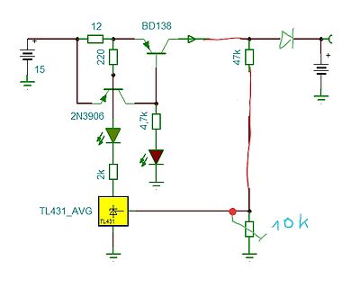 Schaltplan mit Transistoren und TL431