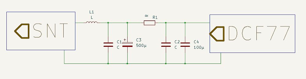 Schaltplan mit L1, R1, C1 bis C4