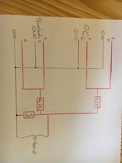 Handgezeichneter Schaltplan für Audio-Umschaltung