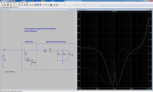 SPICE-Simulation Schaltplan und Frequenzgang eines Notch-Filters