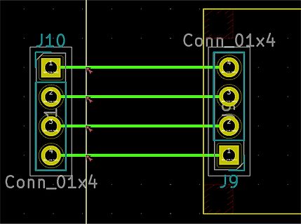 PCB-Layout Ausschnitt von Steckverbindern J10 und J9