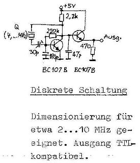 Handgezeichneter Schaltplan eines Oszillators