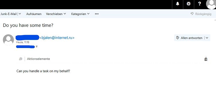Screenshot einer E-Mail