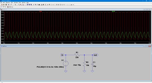 LTspice Simulation Schaltplan und Oszillogramm