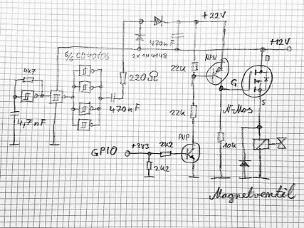 Handgezeichneter Schaltplan für ein Magnetventil