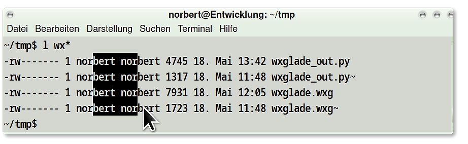 Terminal-Ausgabe eines Verzeichnis-Listings