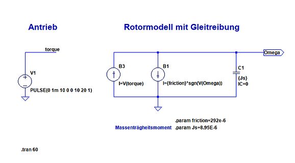 Simulation eines Antriebs und Rotormodells mit Gleitreibung