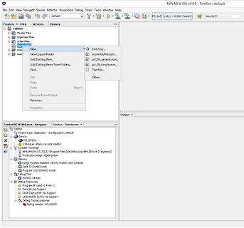 Screenshot der MPLAB X IDE Software