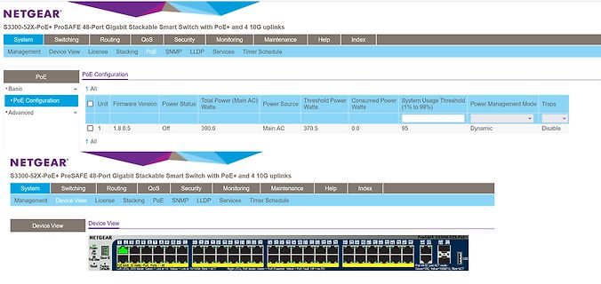 Webinterface eines NETGEAR S3300-52X-PoE+ Switches