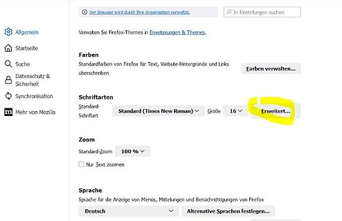 Firefox Einstellungen Menü