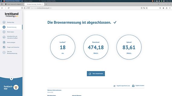 Ergebnis einer Breitbandmessung