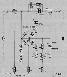 Schaltplan eines Dimmer- oder Leistungssteuerkreises