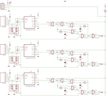 Schaltplan mit CAN-Transceivern und Pegelwandlern