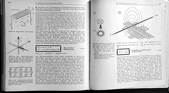 Lehrbuchseiten über Magnetfelder und Spulen