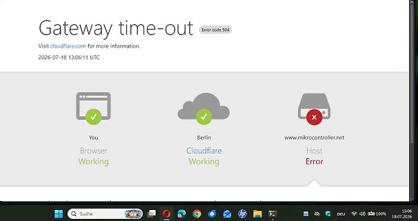 Cloudflare Gateway time-out Fehlermeldung