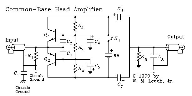Schaltplan eines Common-Base Head Amplifiers