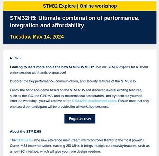 Einladung zu einem STM32H5 Online-Workshop