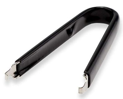 Schwarzer U-förmiger Metallclip mit Kontakten