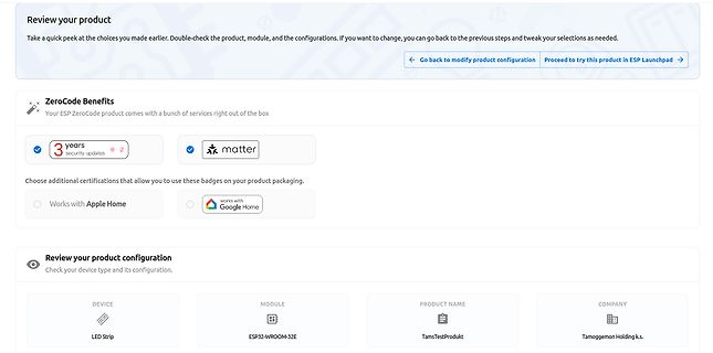 Webseite zur Produktkonfiguration von ZeroCode