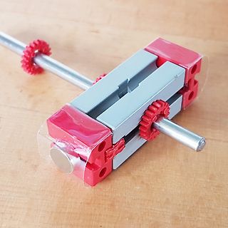 Mechanischer Aufbau mit Zahnrädern und Welle