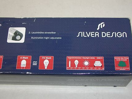 Verpackung einer Silver Design LED-Leuchte