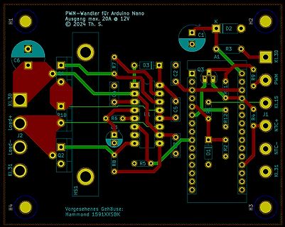 PCB-Layout eines PWM-Wandlers für Arduino Nano