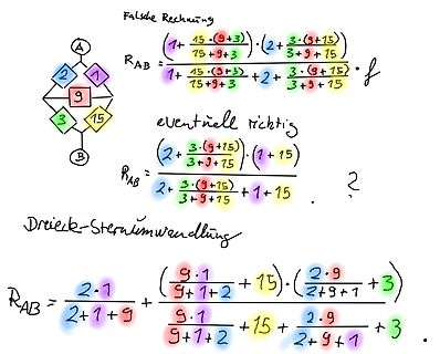Handschriftliche mathematische Herleitungen für Widerstandsberechnung