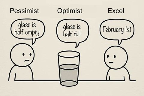 Comic über Pessimist, Optimist und Excel