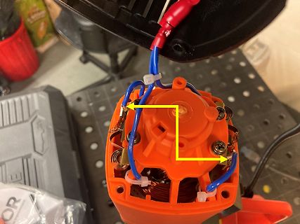 Freilaufwicklung eines Elektromotors mit Verkabelung