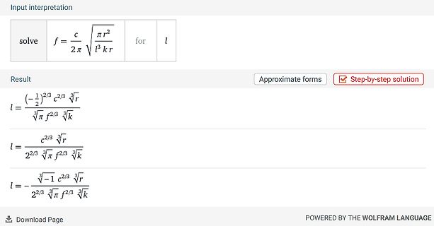 Mathematische Formelumformung nach l