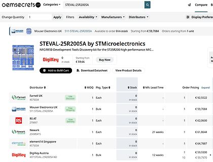Webseite von oemsecrets.com für STEVAAL-25R200SA