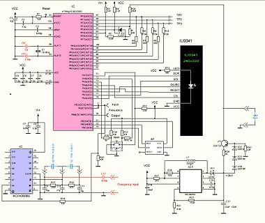 Schaltplan mit ATmega128 und ILI9341 Display