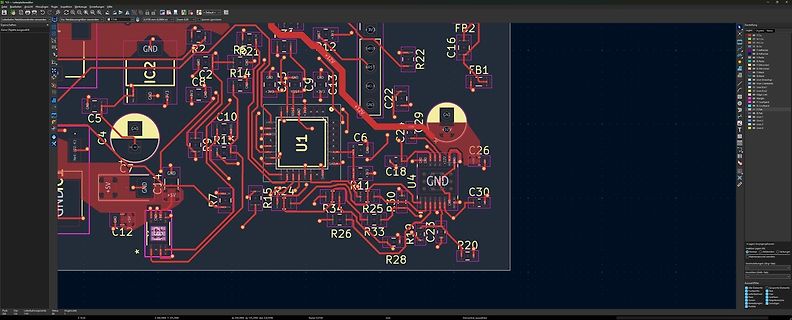 CAD-Ansicht eines Leiterplatten-Layouts