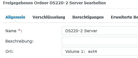 Benutzeroberfläche zur Bearbeitung eines freigegebenen Ordners