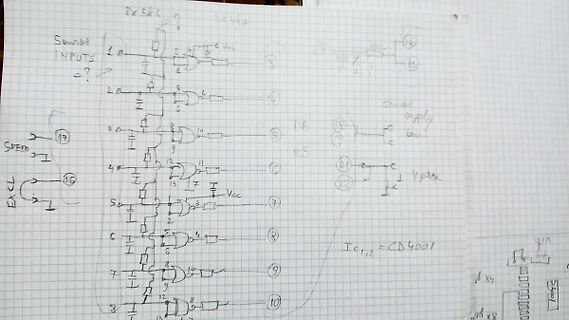 Handgezeichneter Schaltplan mit Logikgattern