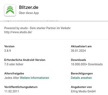 App-Informationen der Blitzer.de App