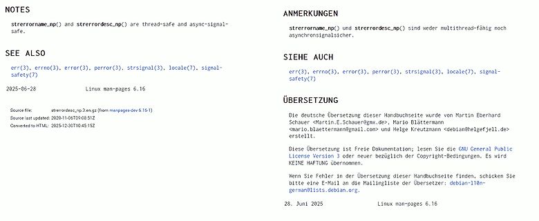 Screenshot einer Linux man-page Dokumentation